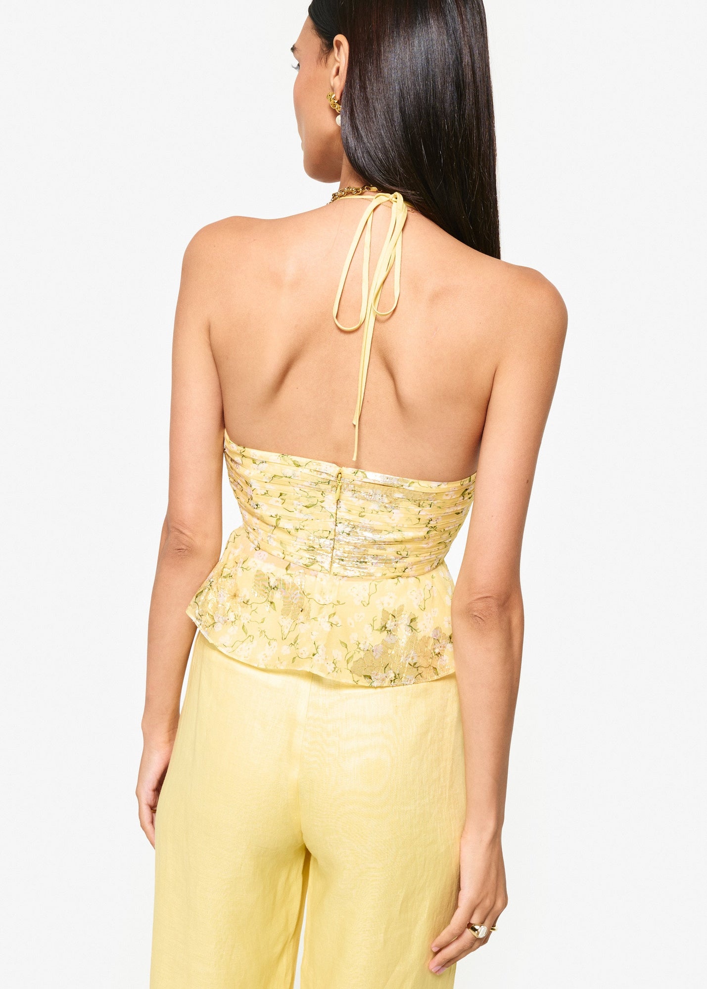Rhea Metallic Chiffon Camisole | Yellow Magnolia