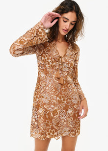 Madeira Crochet Dress | Brown