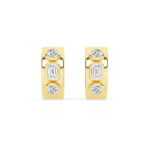 1.00 CT Round/Emerald Lab-Grown Diamond | Hoop Earrings | 14K Gold-Plated | F Color | VS Clarity