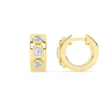 1.00 CT Round/Emerald Lab-Grown Diamond | Hoop Earrings | 14K Gold-Plated | F Color | VS Clarity