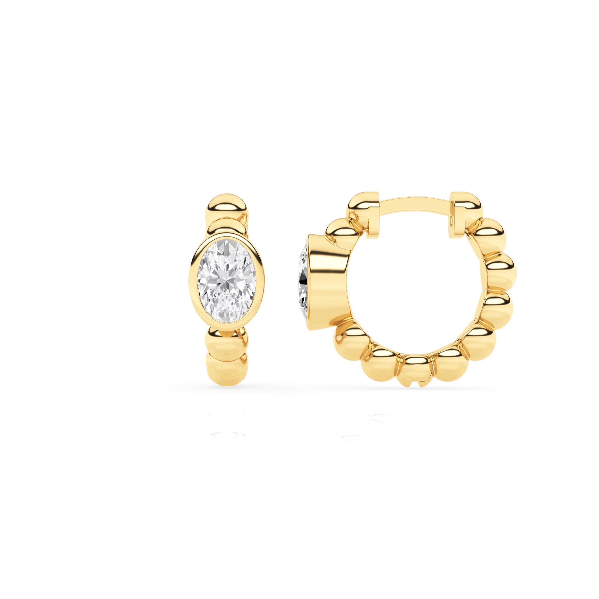 1.00 CT Oval Lab-Grown Diamond | Hoop Earrings | 14K Yellow Gold over Sterling Silver | F Color | VS Clarity