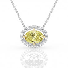 2.50 CT Yellow Oval/Round Lab-Grown Diamond | Halo Pendant Necklace | 14K White Gold