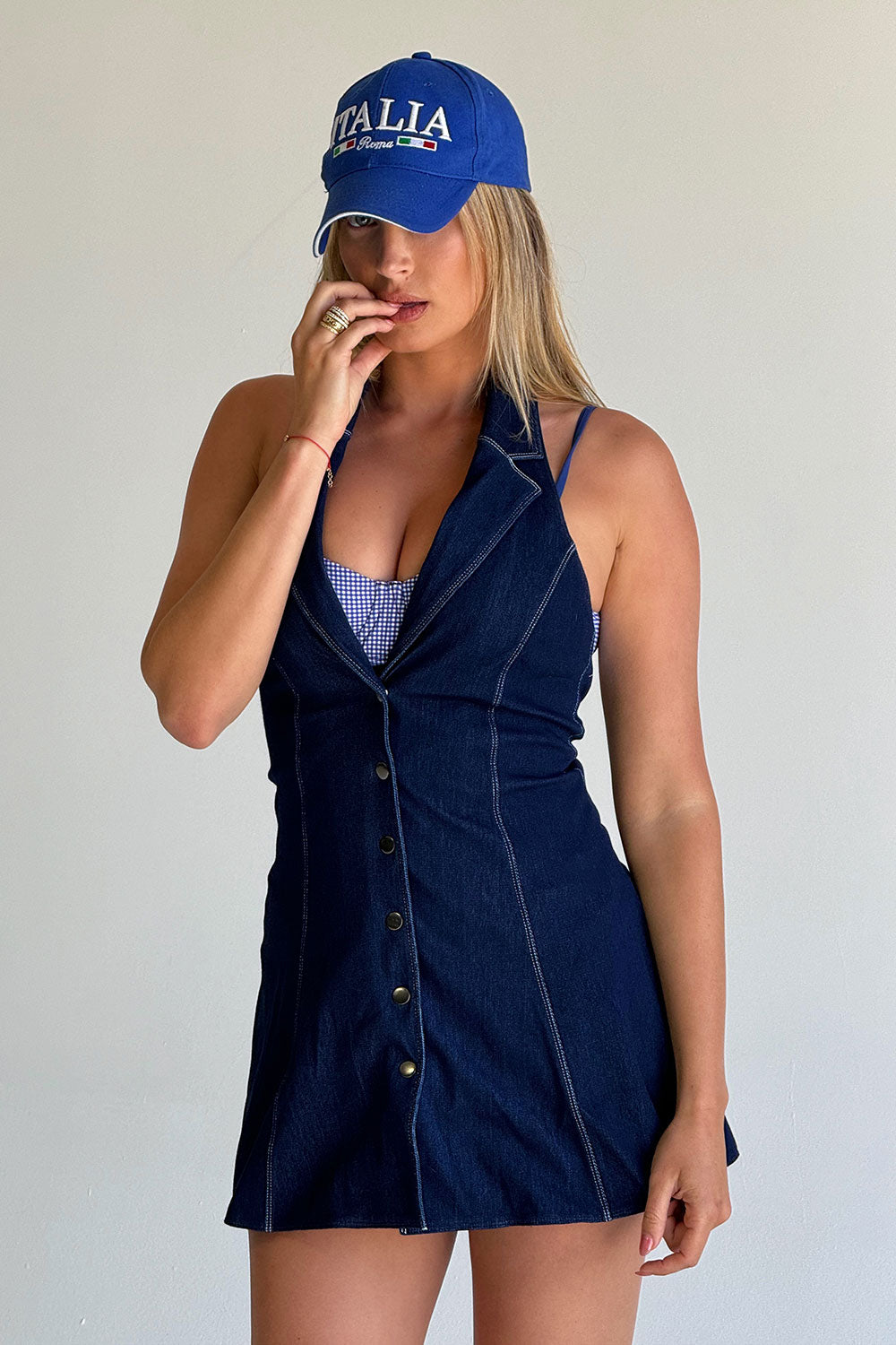 Moonlight Denim Halter Dress | Blue Denim