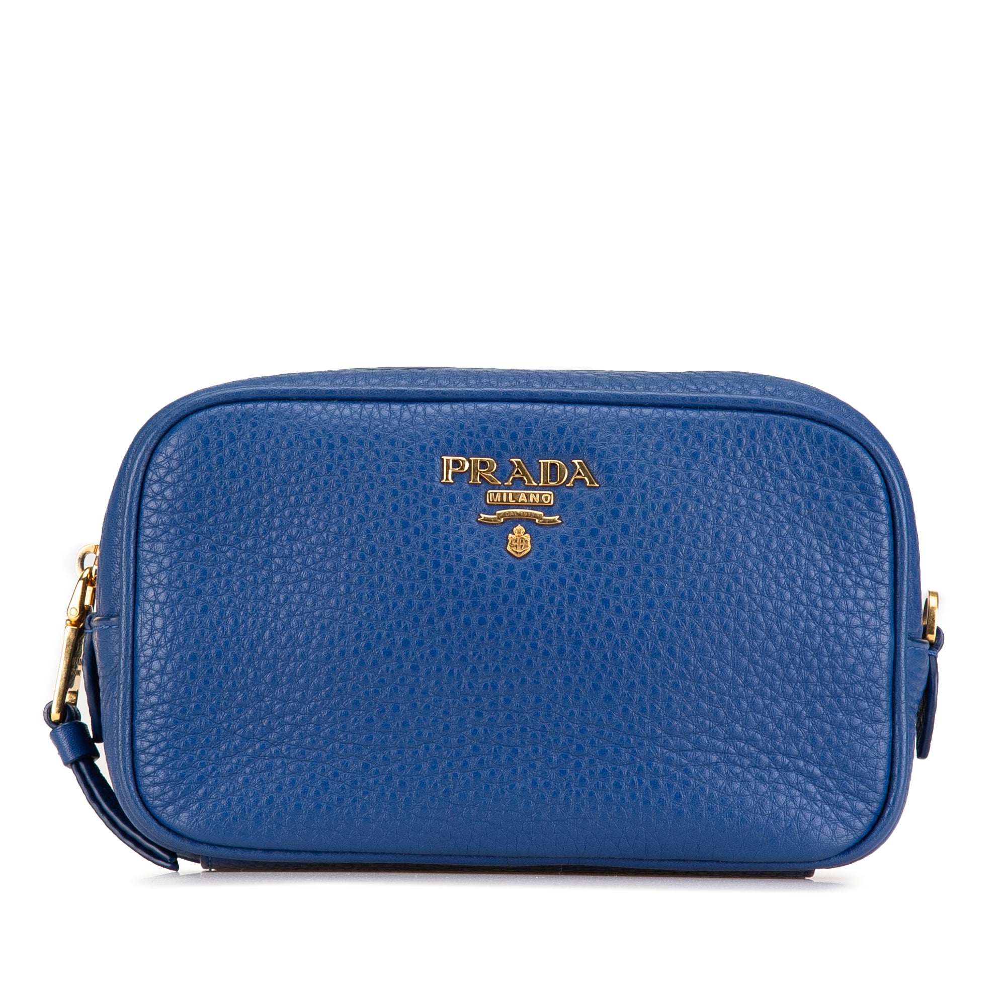 Prada | Pre-Owned Vitello Daino Cosmetic Pouch | Blue
