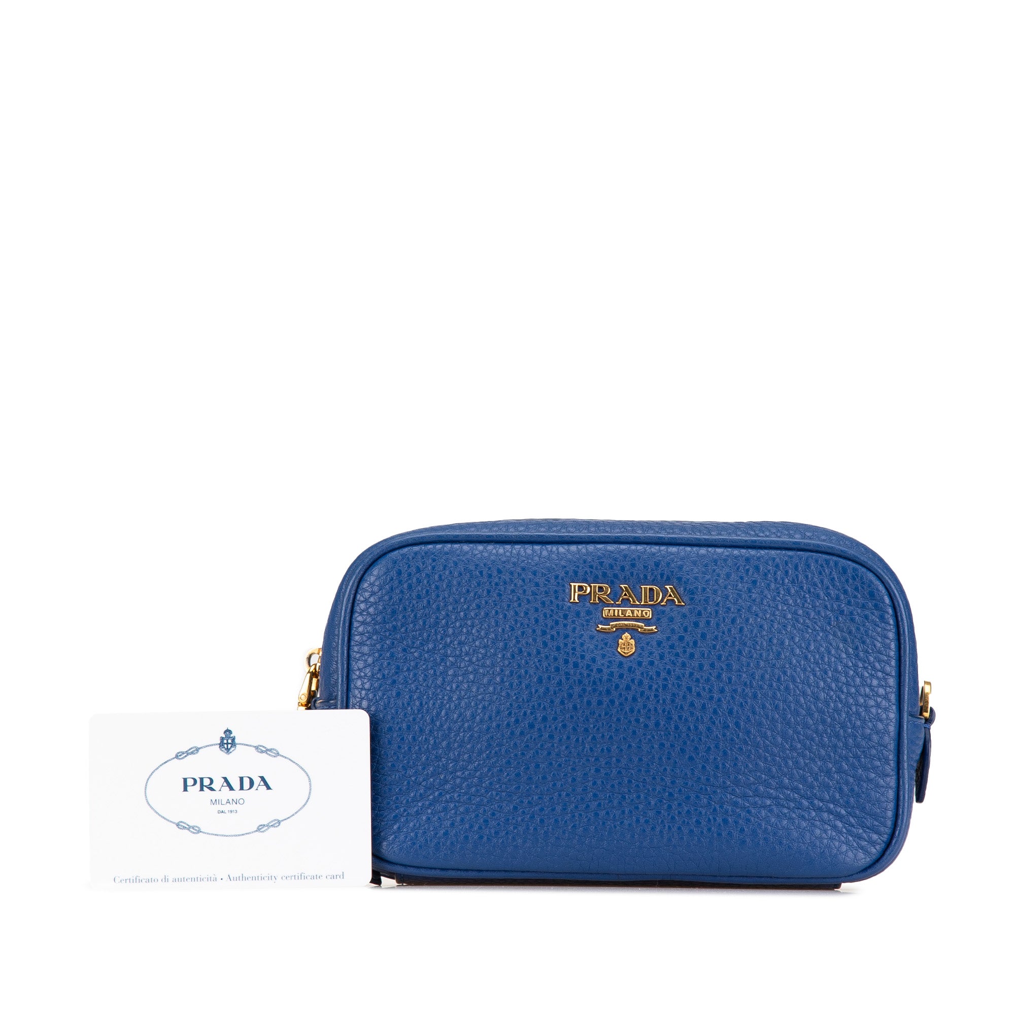 Prada | Pre-Owned Vitello Daino Cosmetic Pouch | Blue