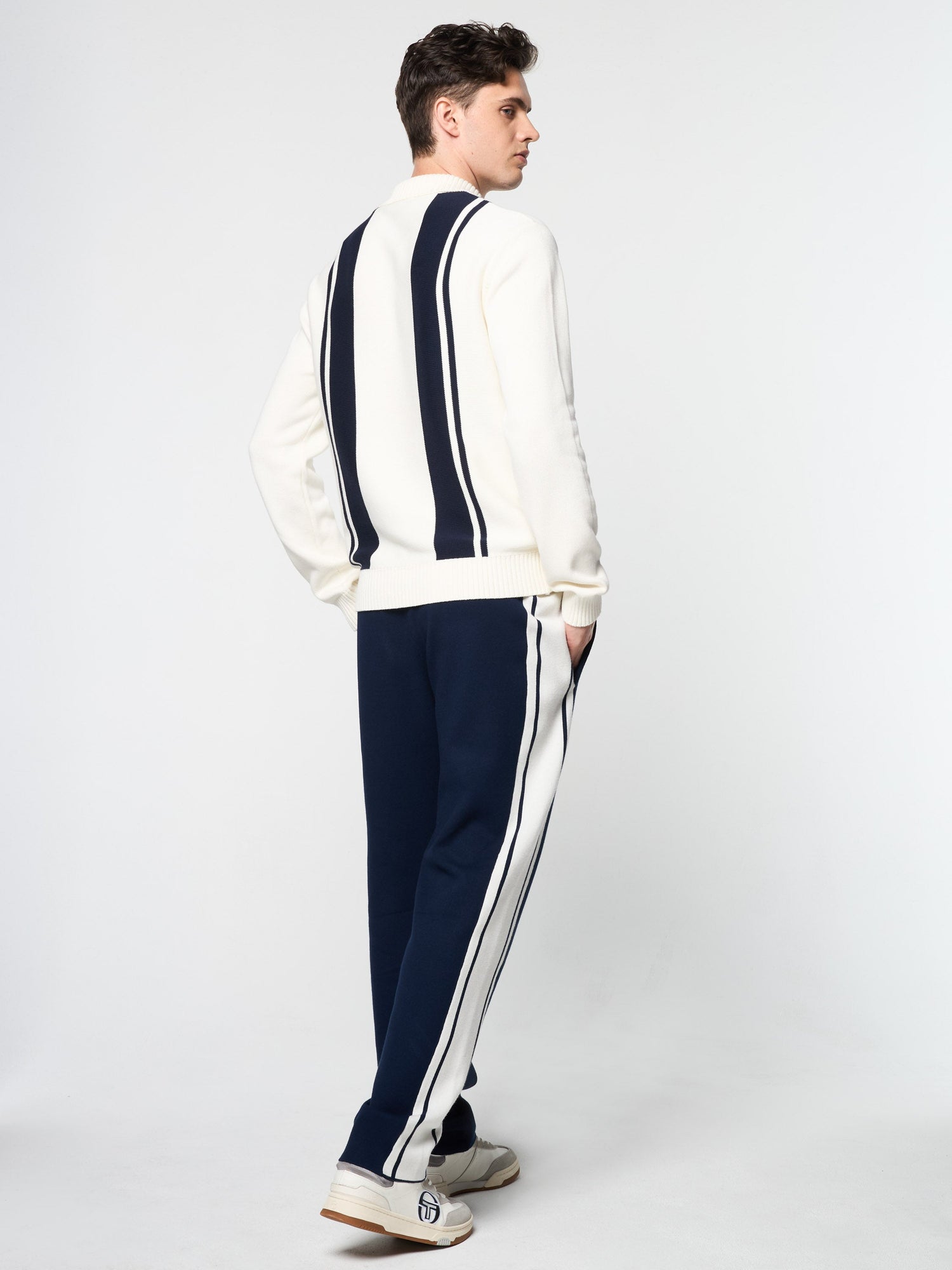 Men | Young Line Knit Long Sleeve Polo | Gardenia