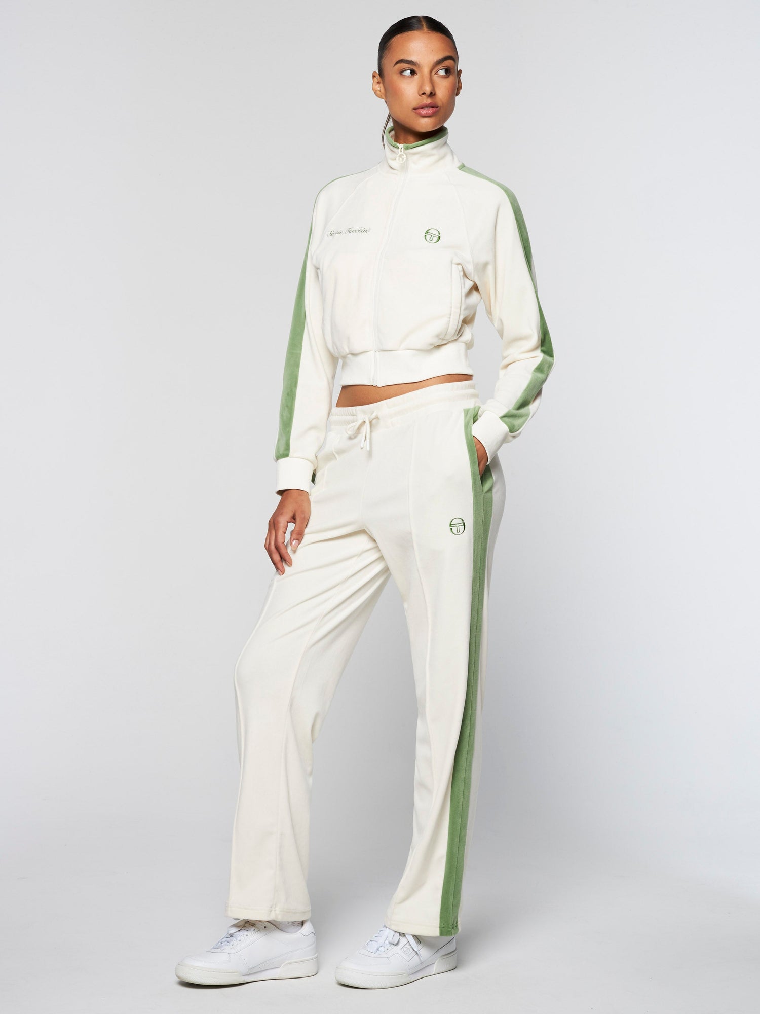 Women | Miss Carlotta Velour Track Jacket | Gardenia