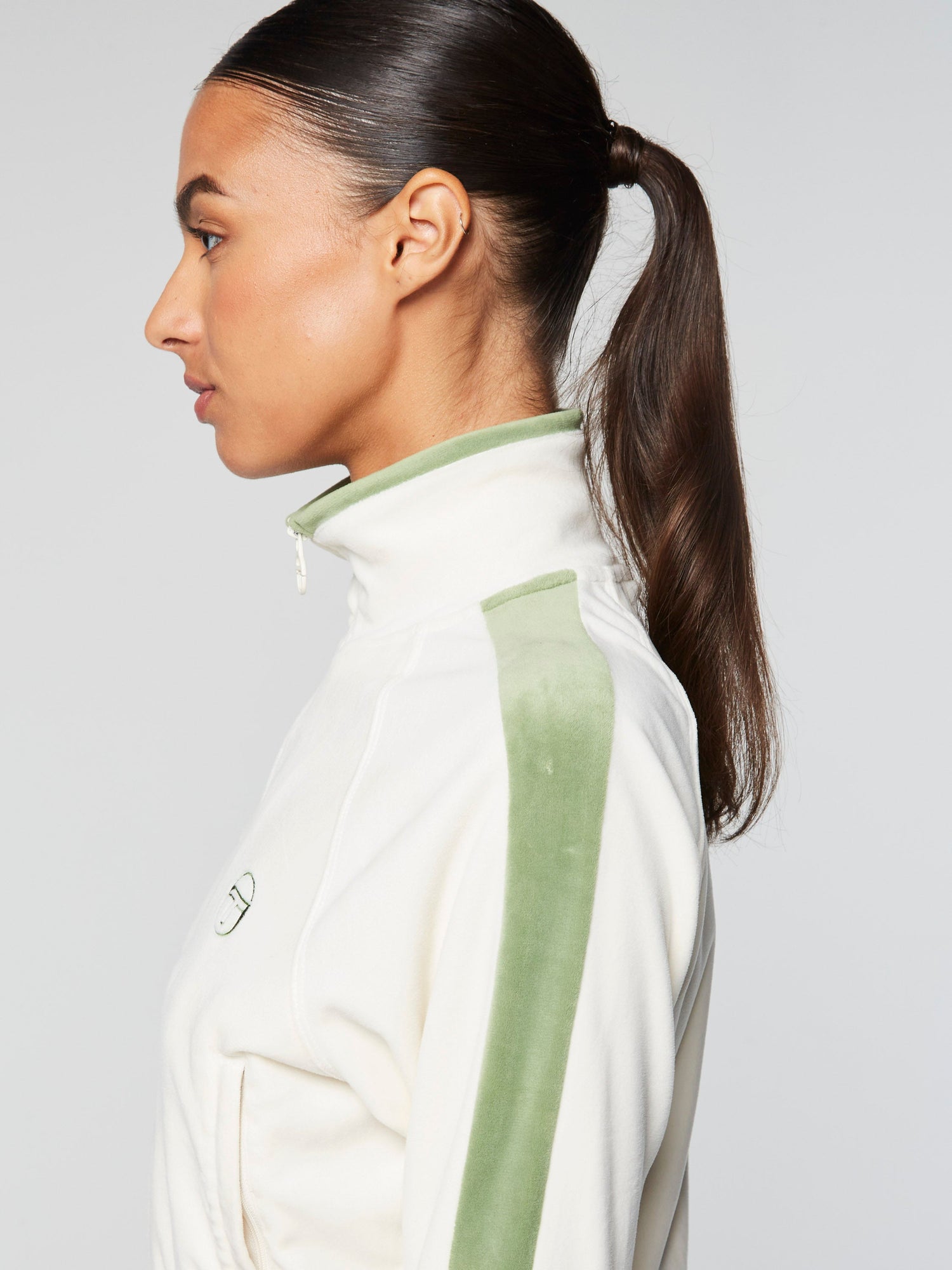 Women | Miss Carlotta Velour Track Jacket | Gardenia