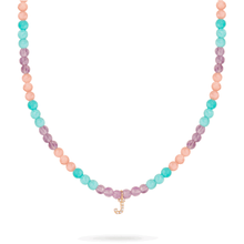 Unicorn Beaded Diamond Initial Necklace | 10K Solid Yellow Gold