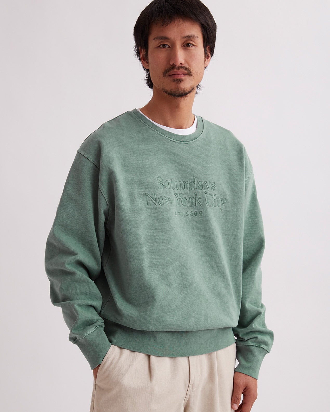 Mens | Bowery Pigment Dyed Crew | Dark Forest
