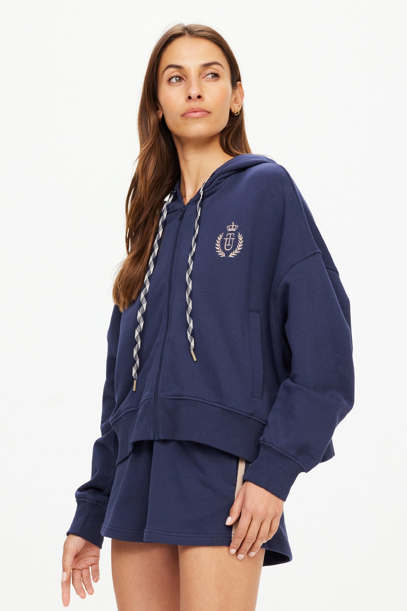 The Upside | Cascade Jude Crop Hoodie | Navy