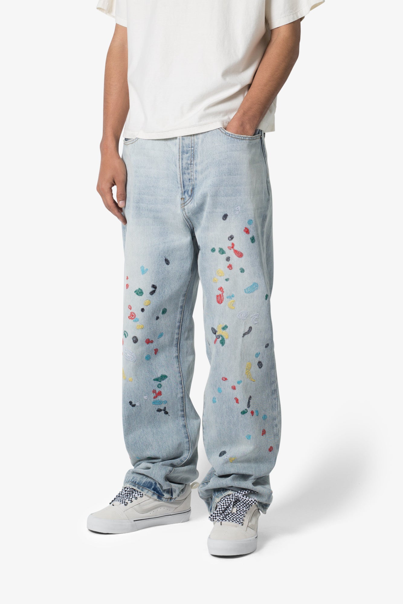 Ultra Baggy Chainstitch Denim | Light Blue