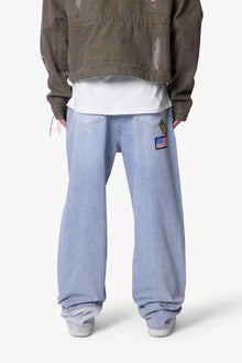 Ultra Baggy Patched Up Denim | Light Blue