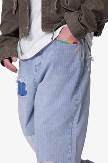 Ultra Baggy Patched Up Denim | Light Blue