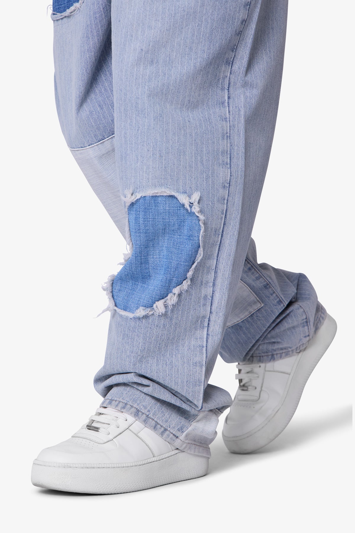 Ultra Baggy Patched Up Denim | Light Blue