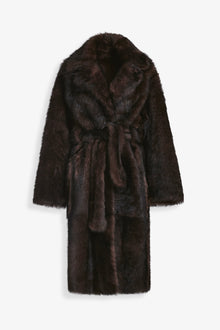 Nour Hammour Uma Plush Shearling Coat Brown Marble - Silhouette 