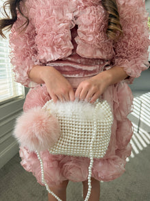 Unisex | Heart Faux Fur Pom Handbag Charm | Pink