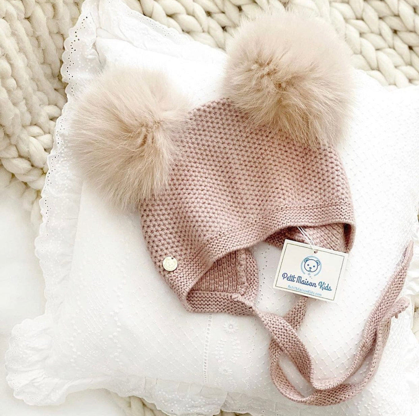 Unisex | Honeycomb Dusty Cashmere Bonnet | Pink