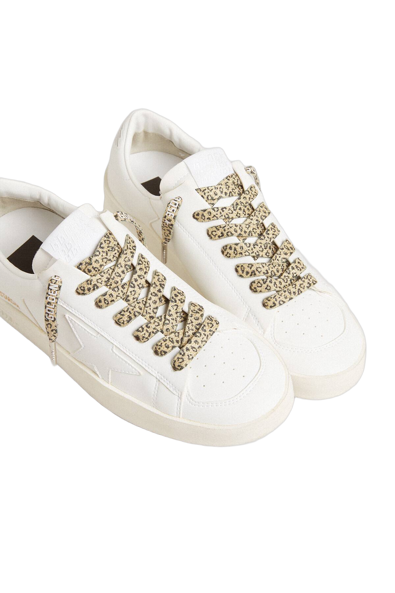 Unisex | Leopard-Print Laces with Contrasting Logo | Cappuccino x Black Leo x White