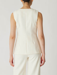 Refined Suiting Button Front Vest | Cream