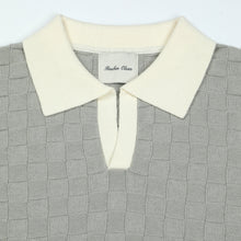 Long Sleeve Checkered Knitted Rugby Polo | Gray