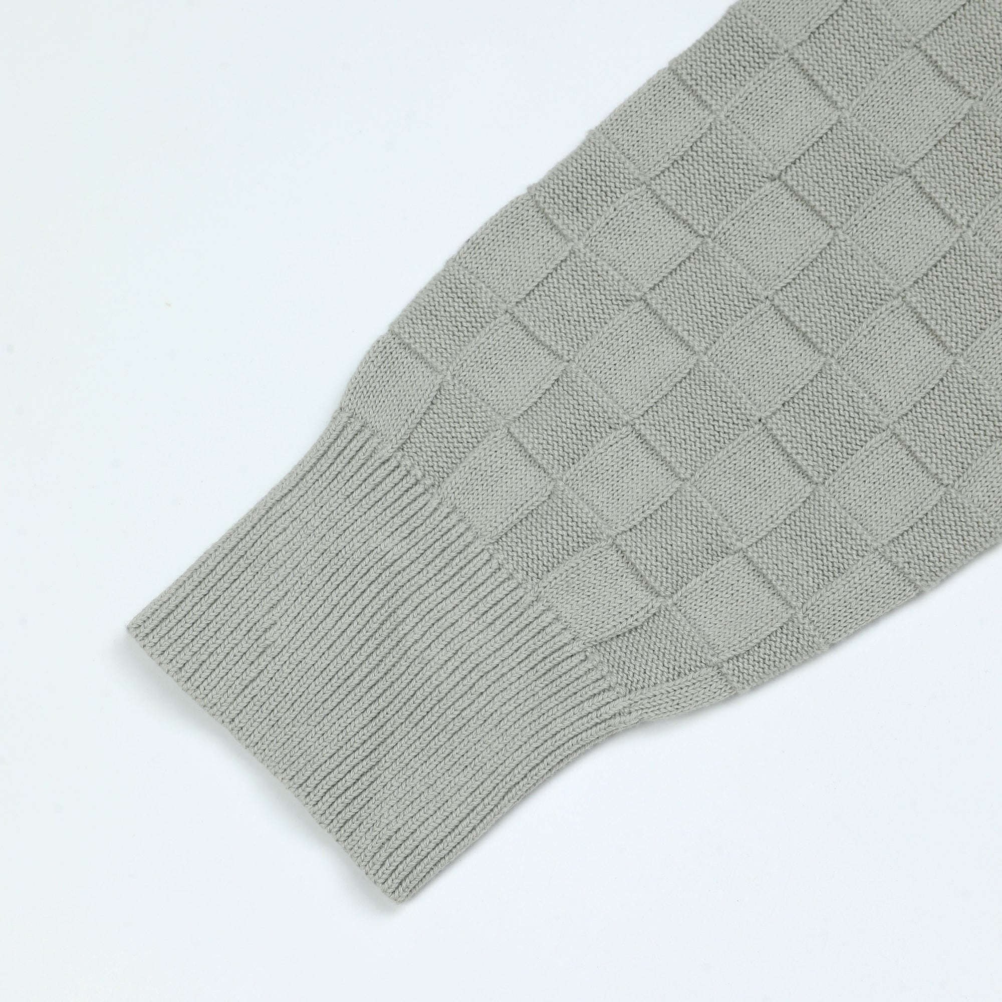 Long Sleeve Checkered Knitted Rugby Polo | Gray