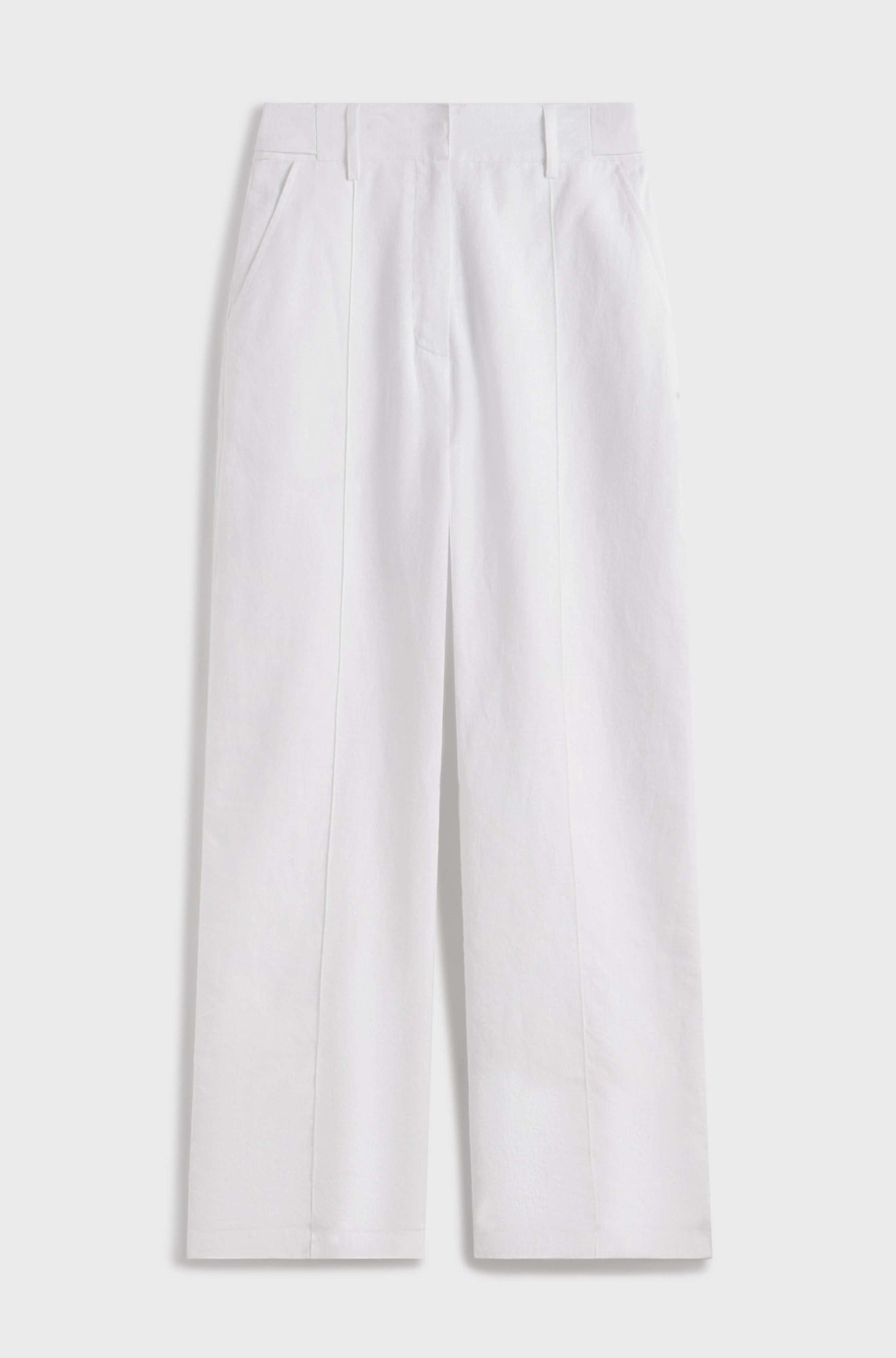 White pants on a light gray background