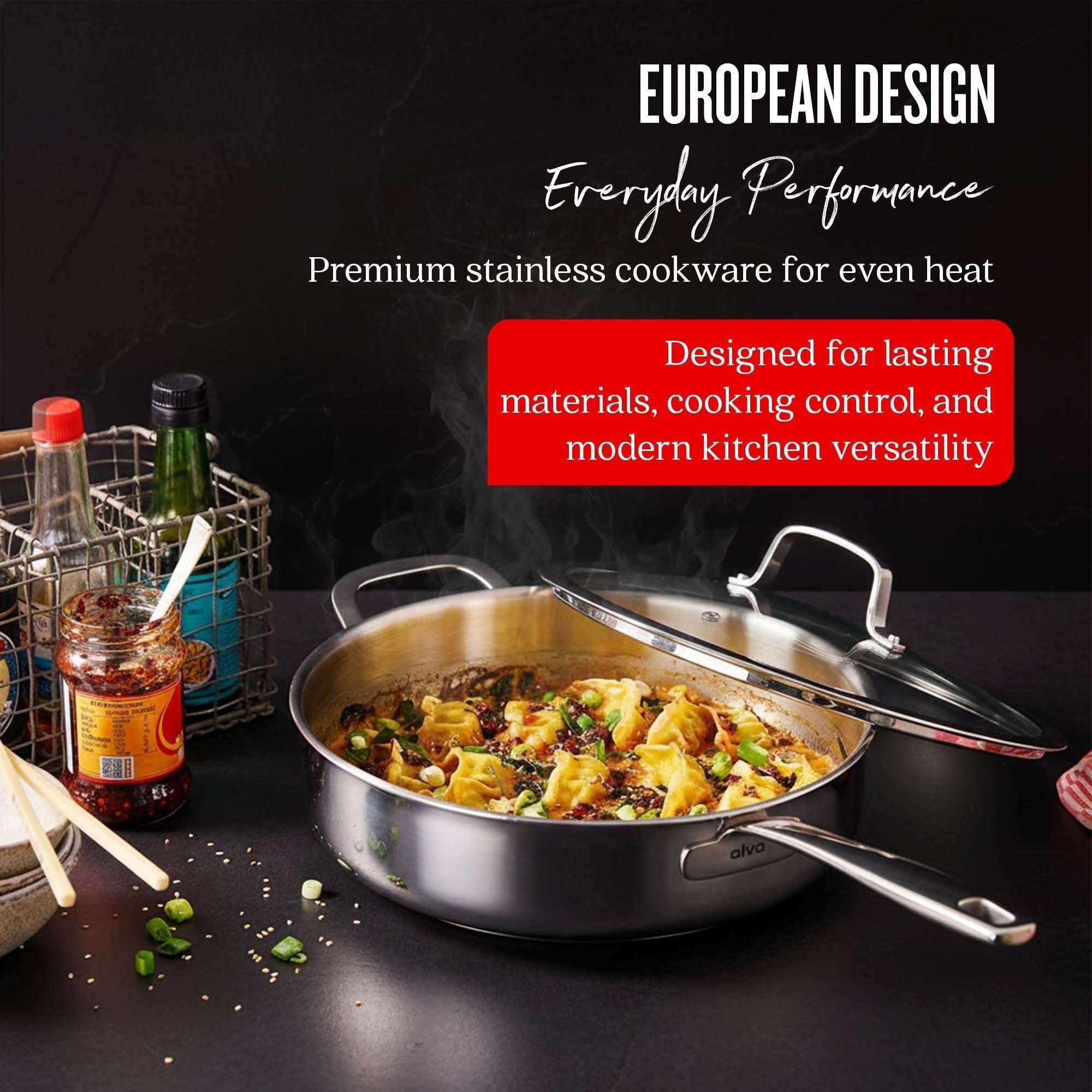 Saute Pan with Lid — 4-Qt. | Silver