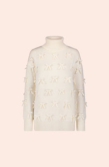 Bow Detail Turtleneck | Ivory