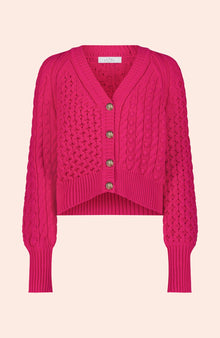Cable Knit Cardigan | Magenta