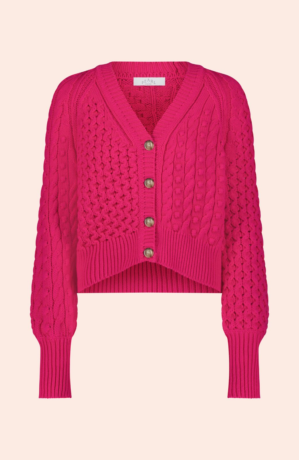 Cable Knit Cardigan | Magenta