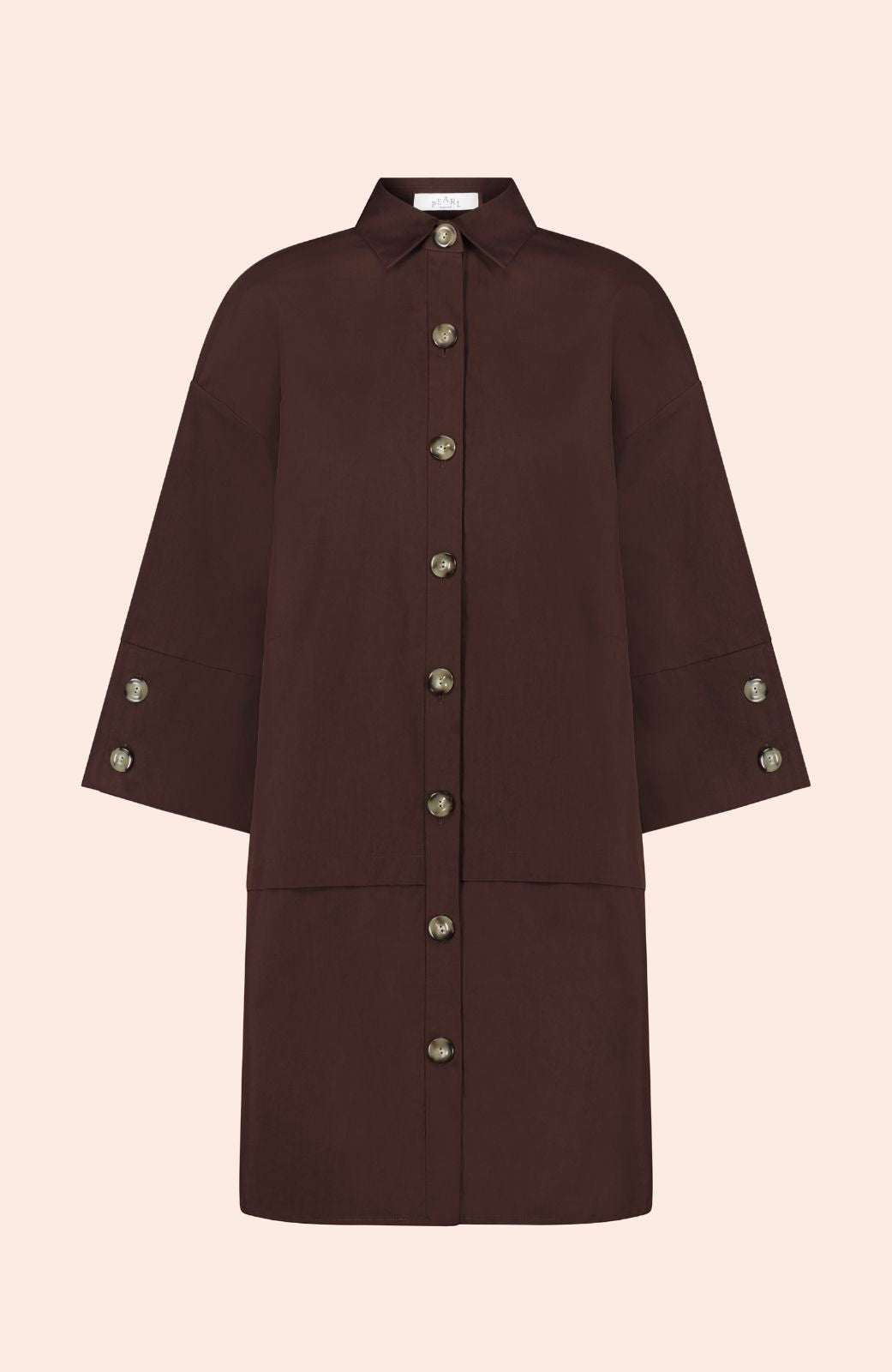 Coated Poplin Tunic Dress | Chocolate