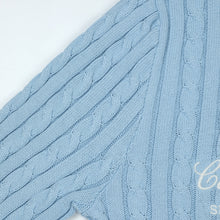 Country Club Dropout Distressed Cable Knit Sweater | Baby-Blue