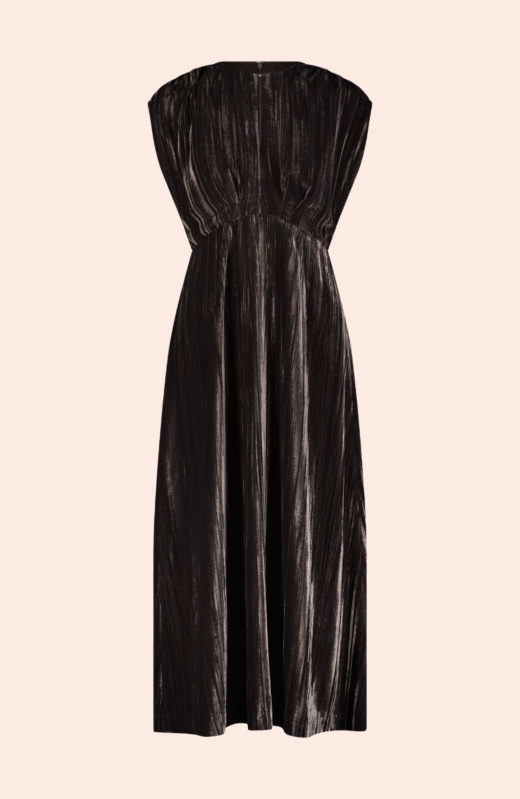 Crinkled Velvet Ruched Dress | Mink