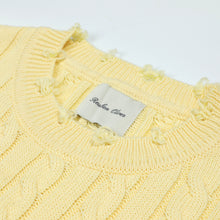 R.O Distressed Cable Knit Sweater | Light Yellow