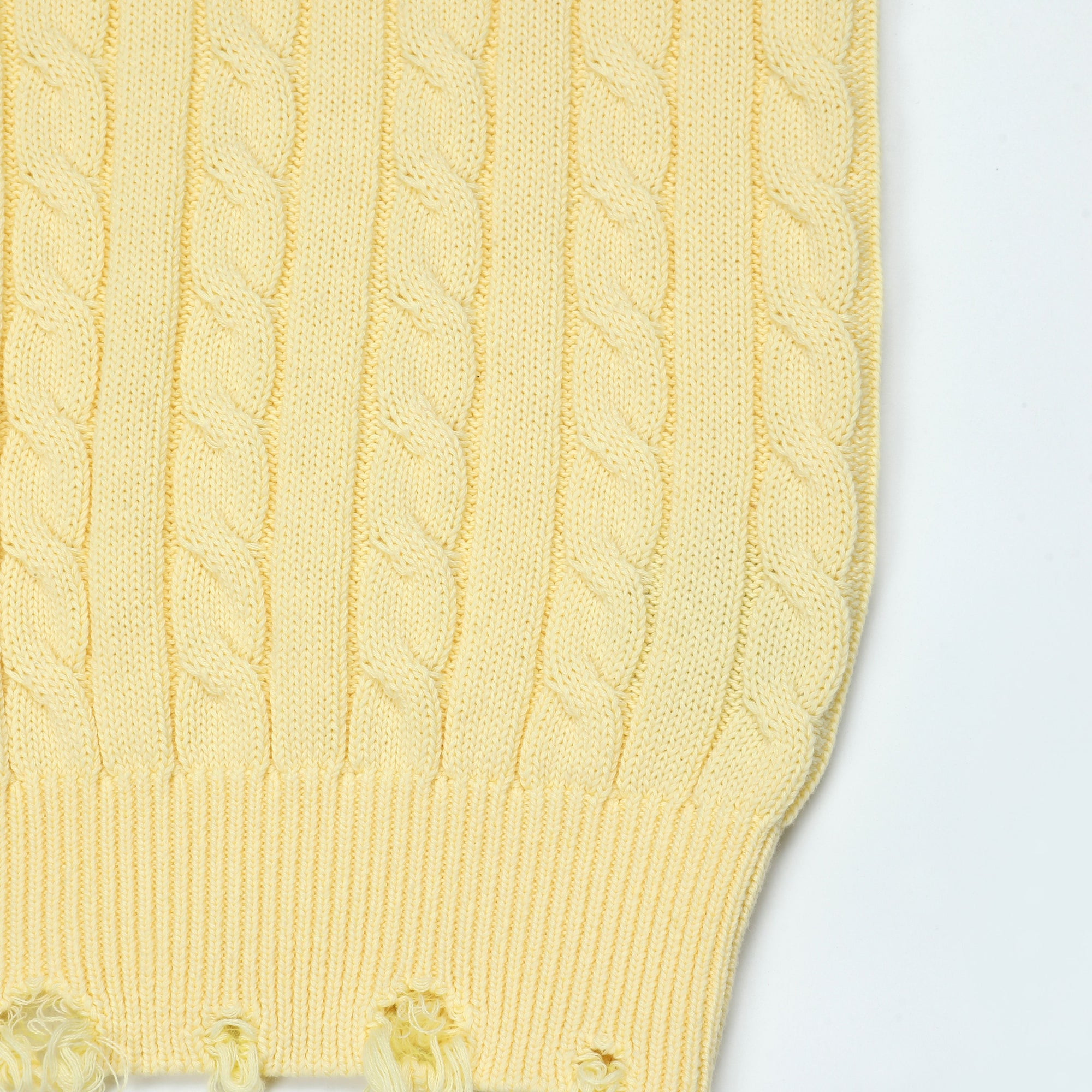 R.O Distressed Cable Knit Sweater | Light Yellow