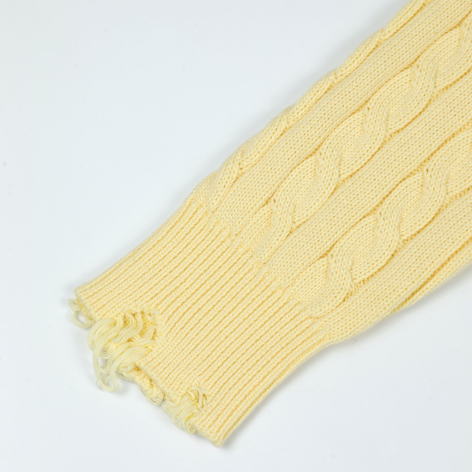 R.O Distressed Cable Knit Sweater | Light Yellow