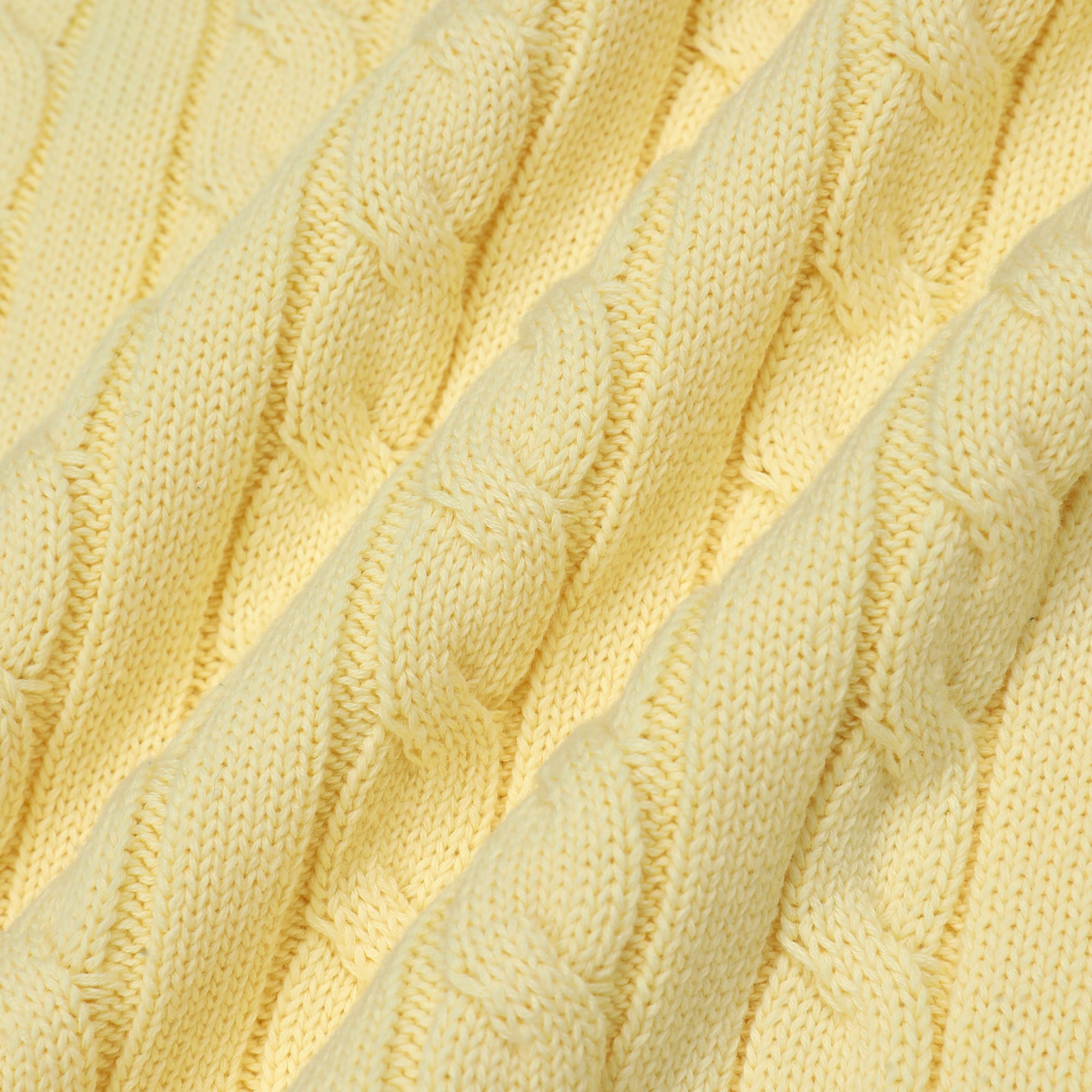 R.O Distressed Cable Knit Sweater | Light Yellow