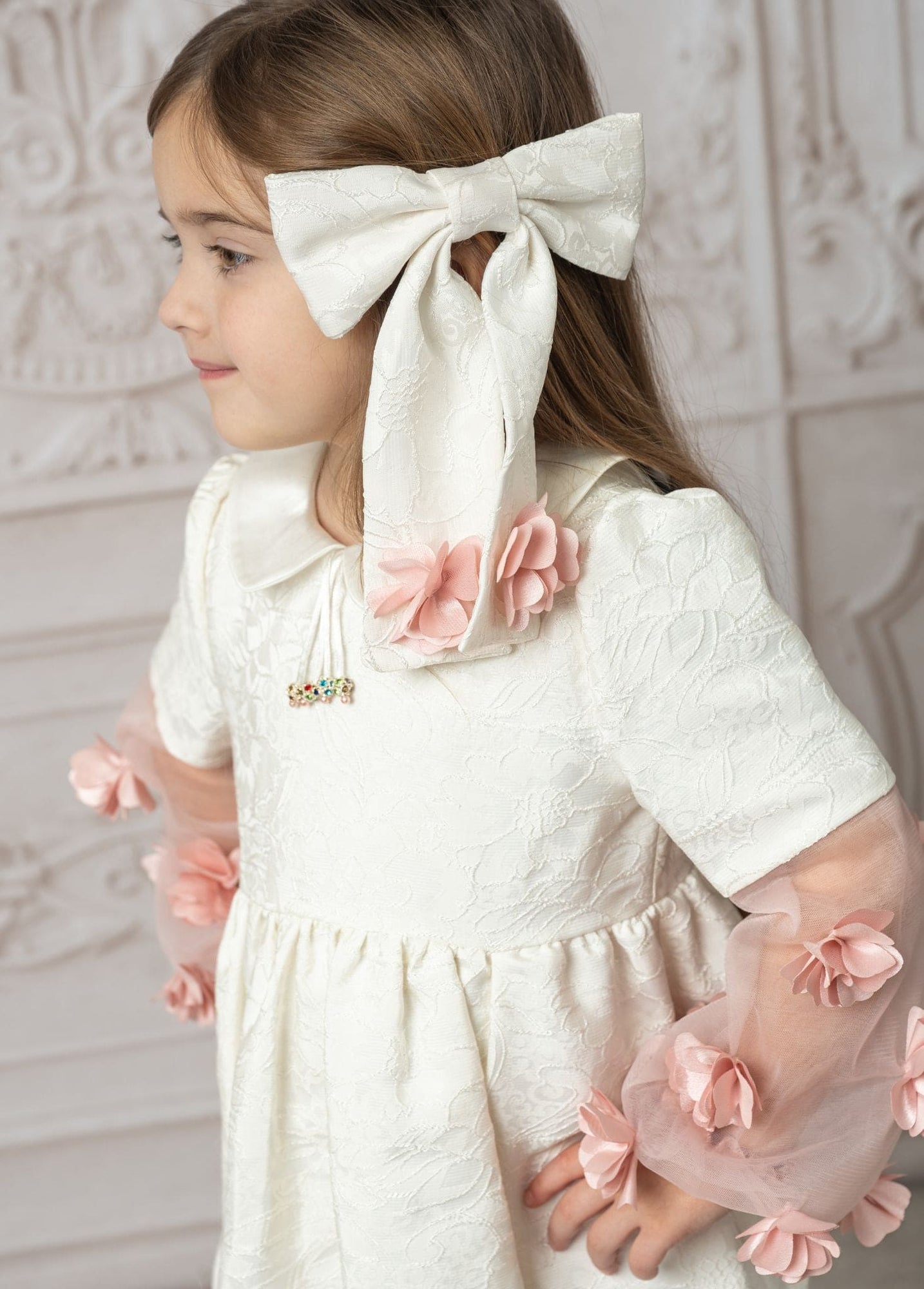 Cherry Blossom Hair Bow | White