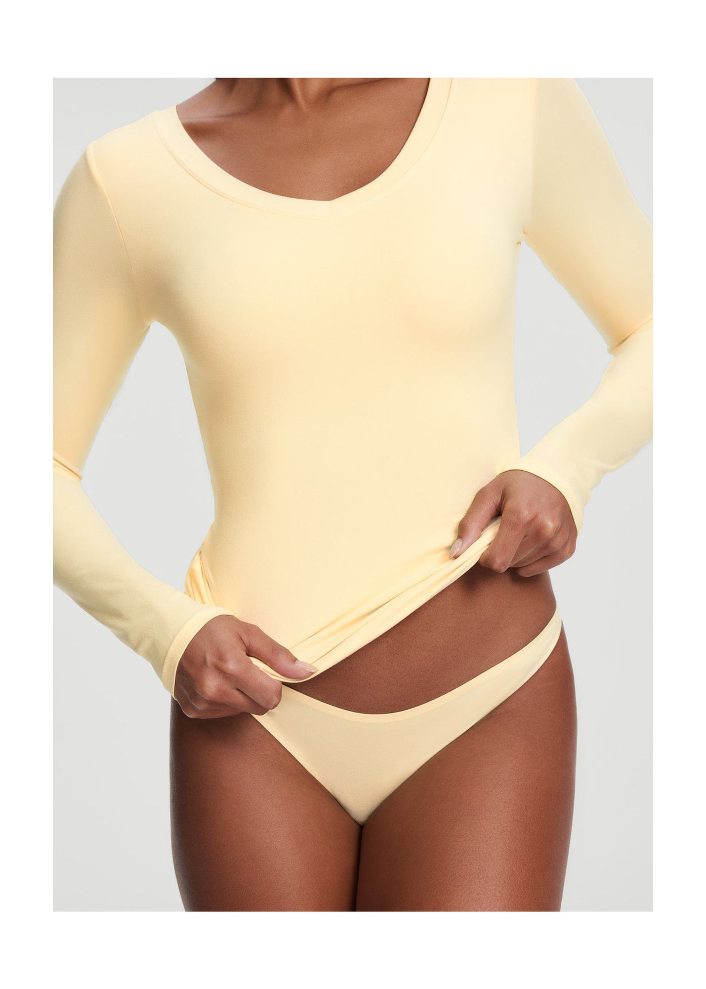 V-Neck Long Sleeve Top | Lemon Meringue