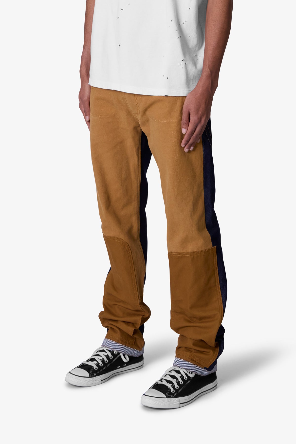 V727 Mixed Canvas Baggy Denim | Multi