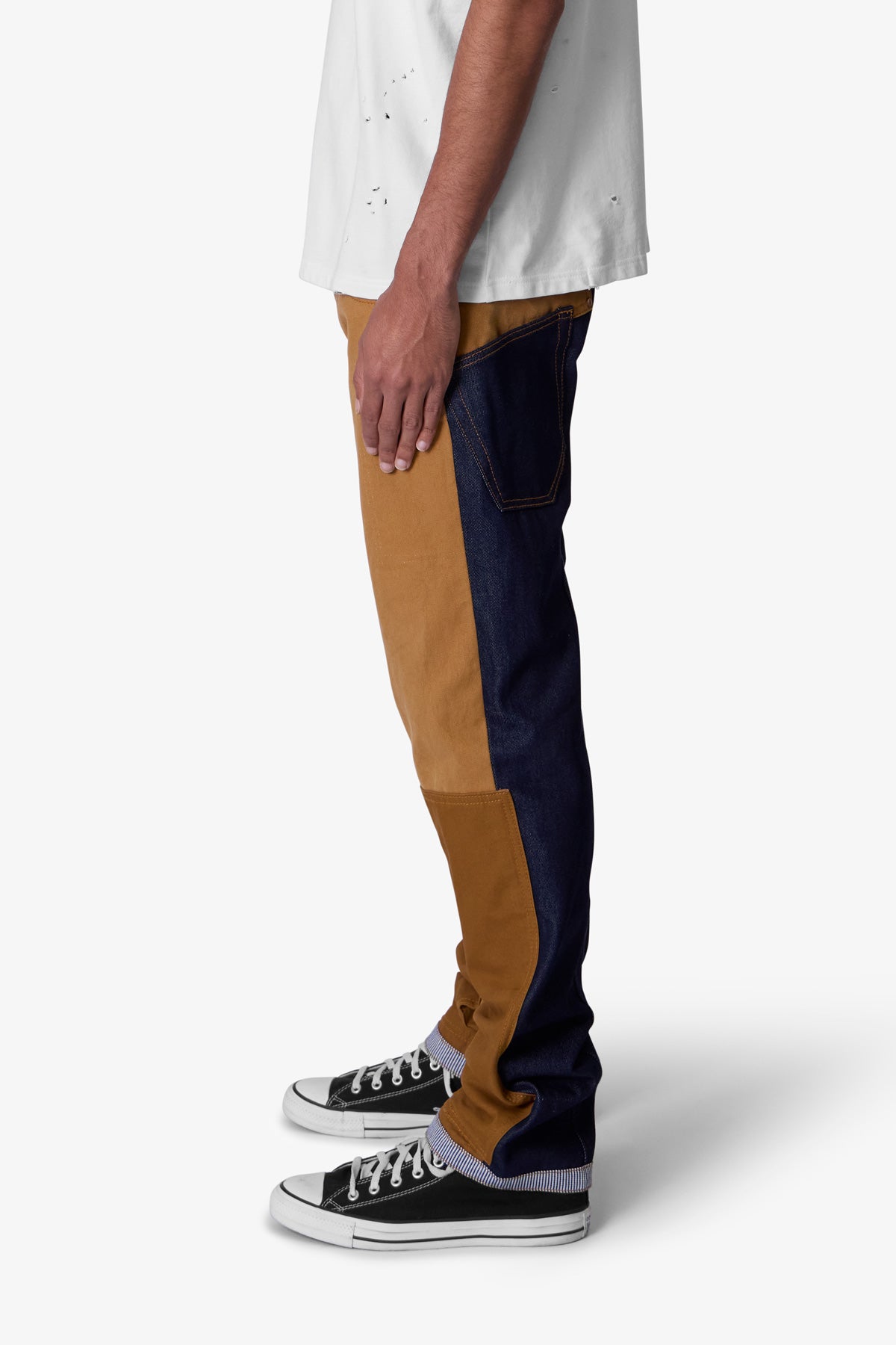V727 Mixed Canvas Baggy Denim | Multi