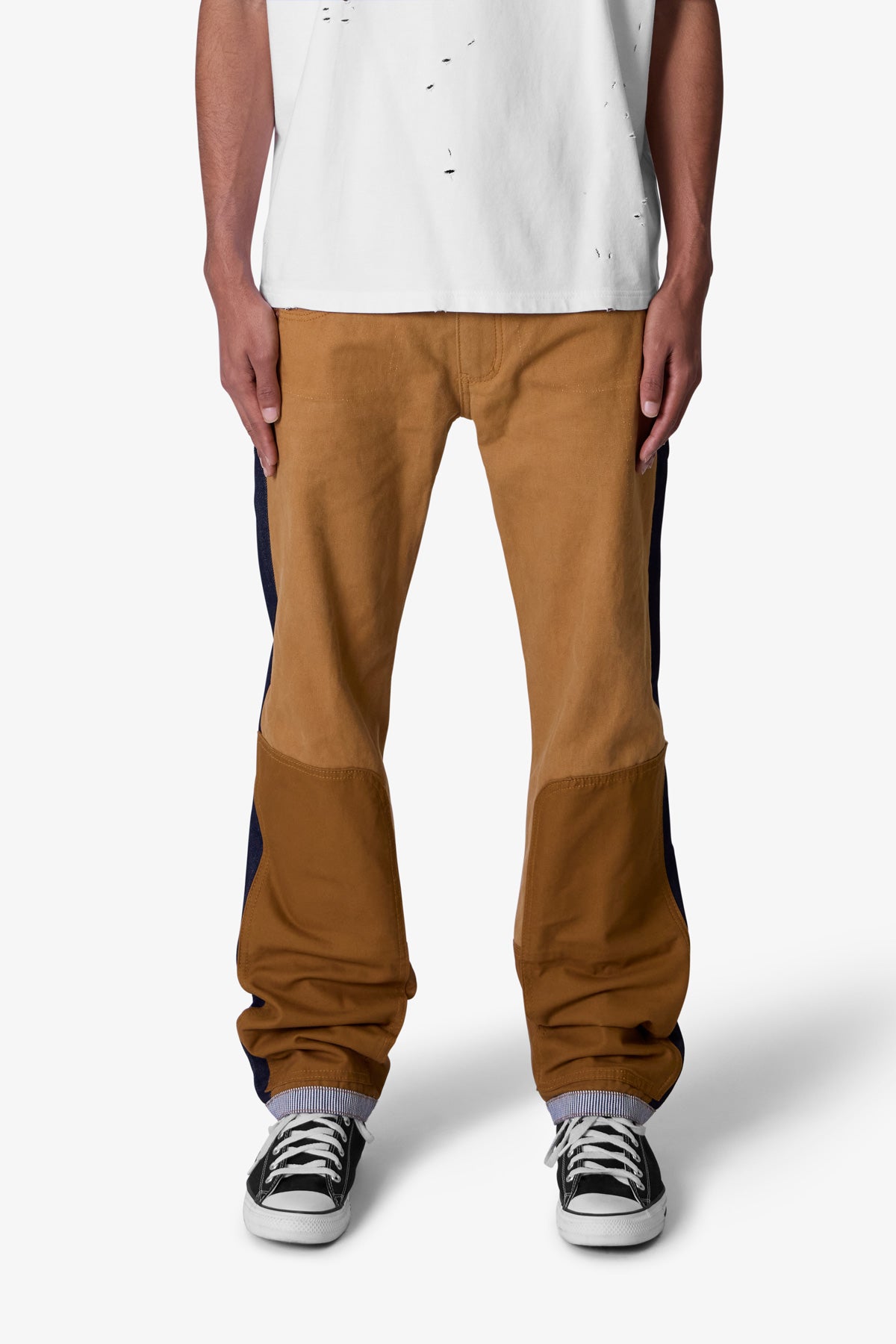 V727 Mixed Canvas Baggy Denim | Multi
