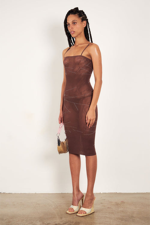 Womens | Vanderbeck Dress | Rhinestone in Old Money Brown