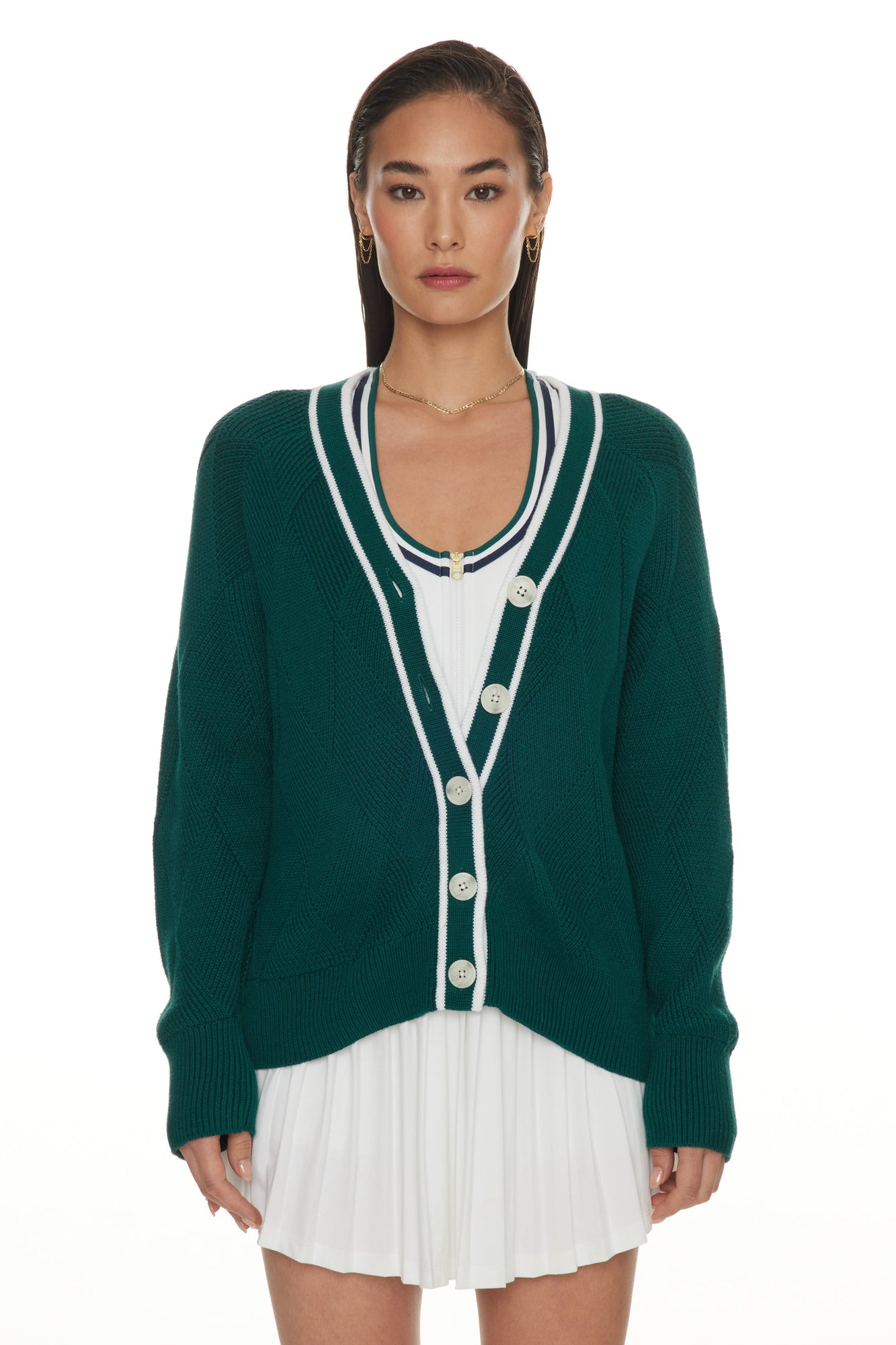 Varley | Dorset Relaxed Cardigan Knit | Forest Green