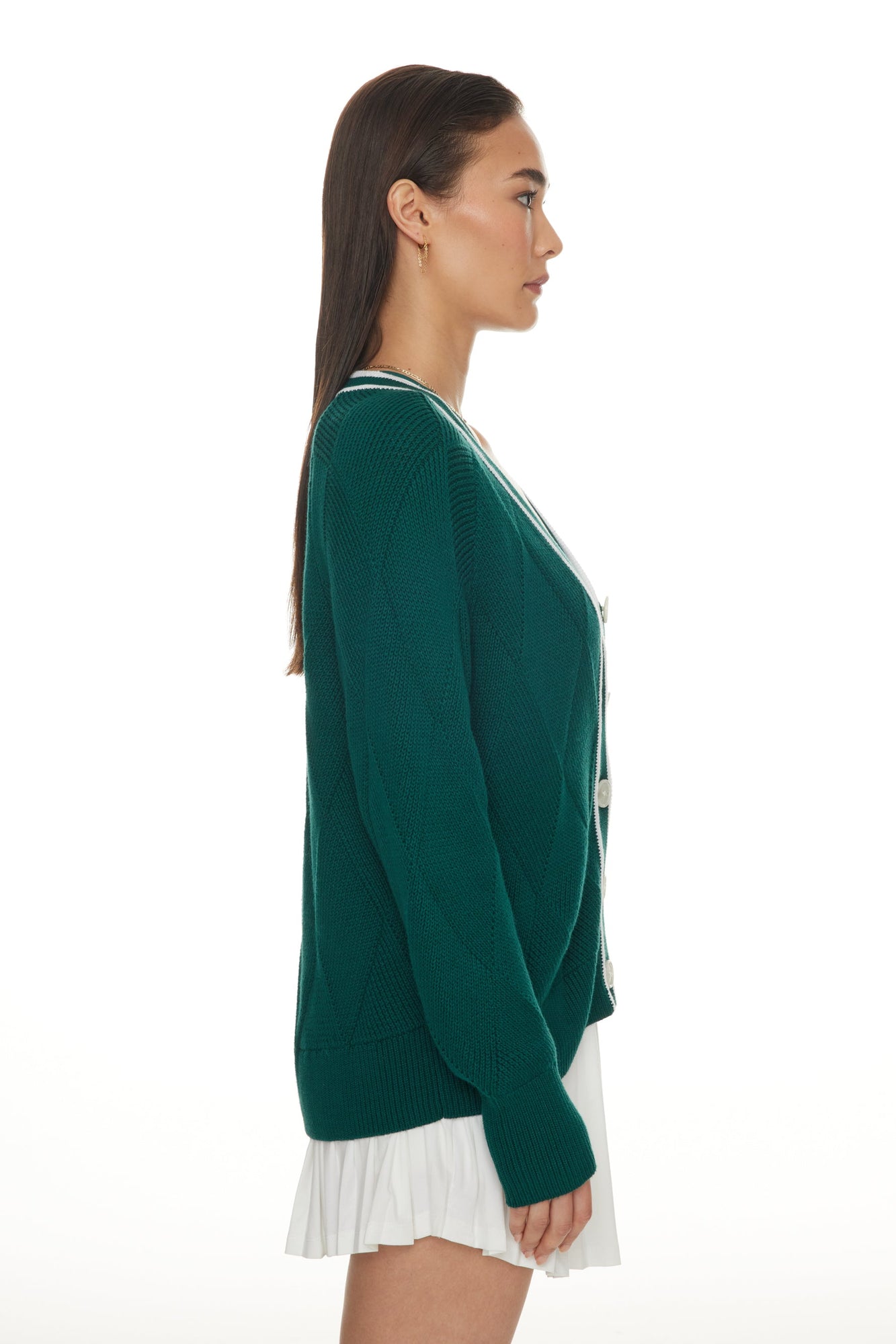 Varley | Dorset Relaxed Cardigan Knit | Forest Green