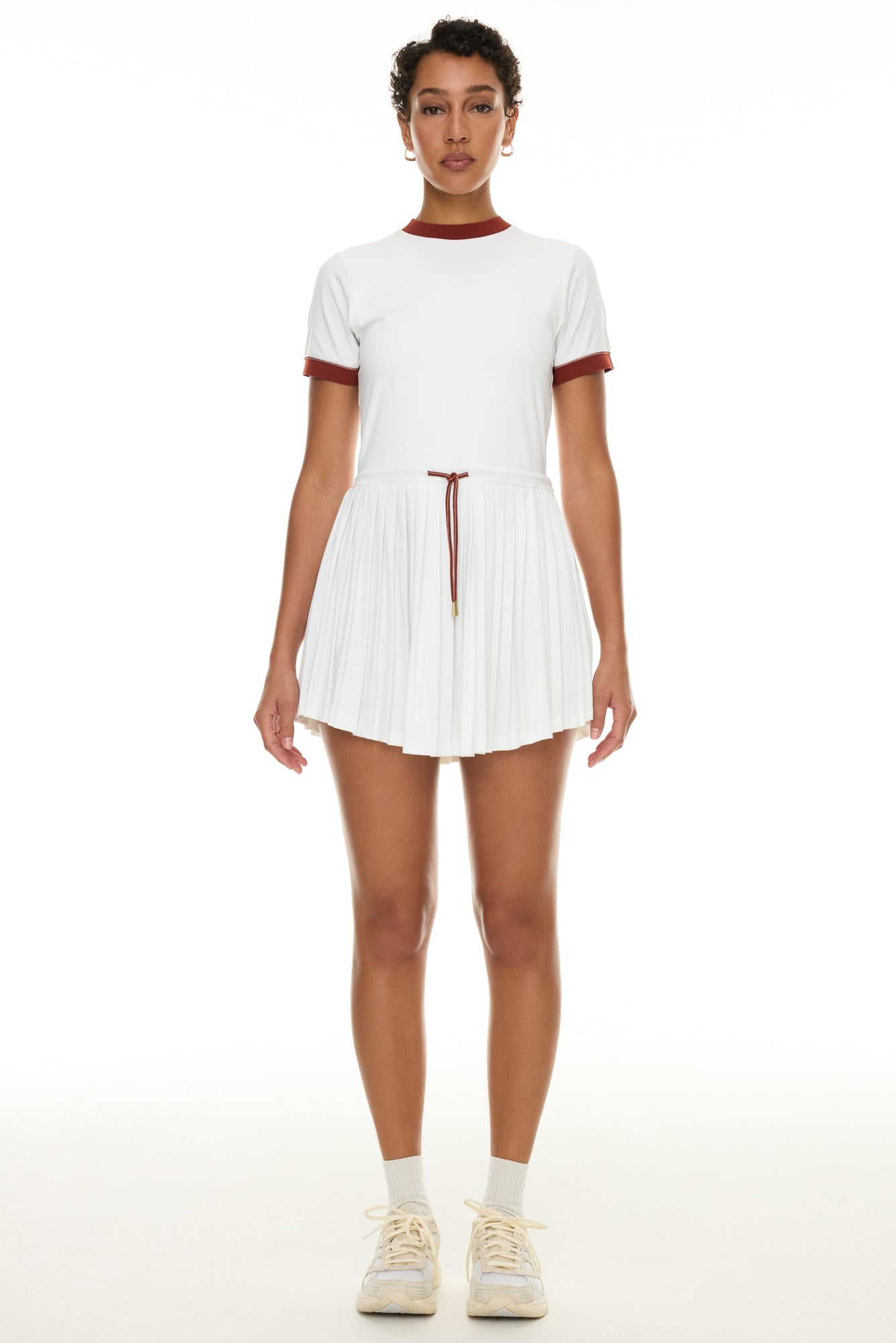 Varley | Trent Court Dress 30 | White/Burnt Sienna