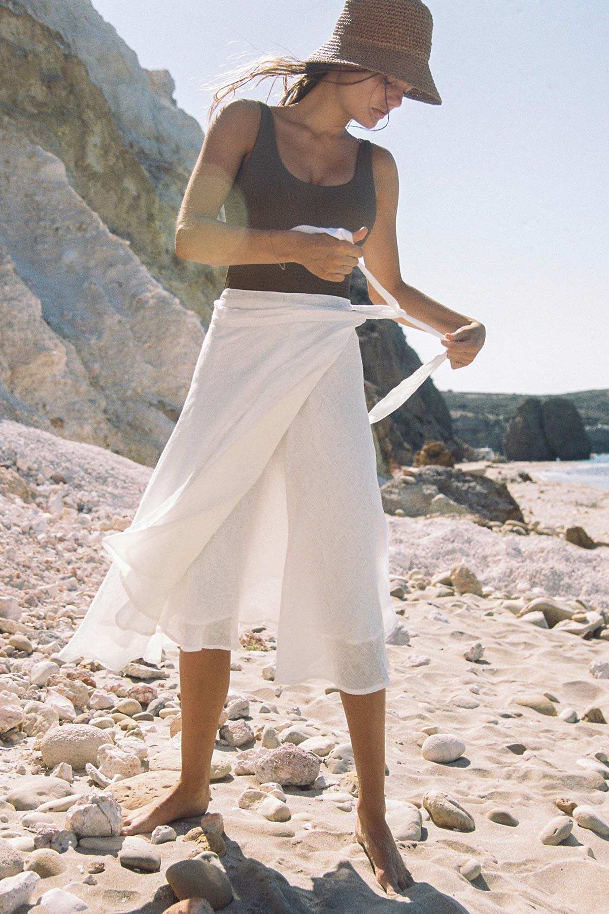 Lana Linen Wrap Skirt | White EcoLinen