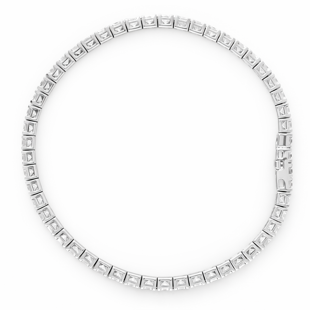 10.00 CT Princess Natural Diamond | Tennis Bracelet | 14K White Gold | G-H Color | VS Clarity