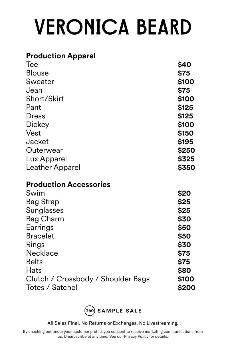 Price table